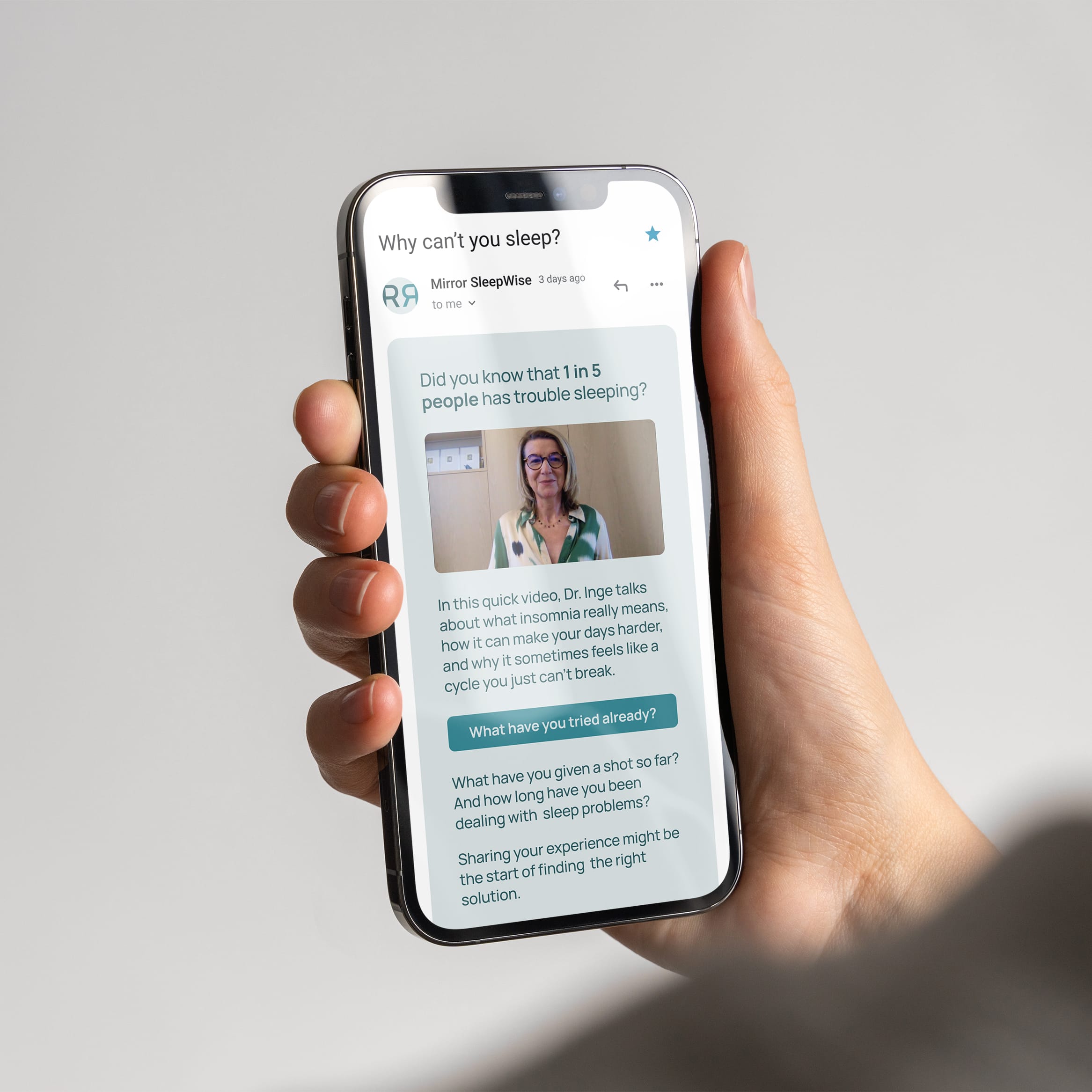 Screenshot of email from Mirror SleepWise