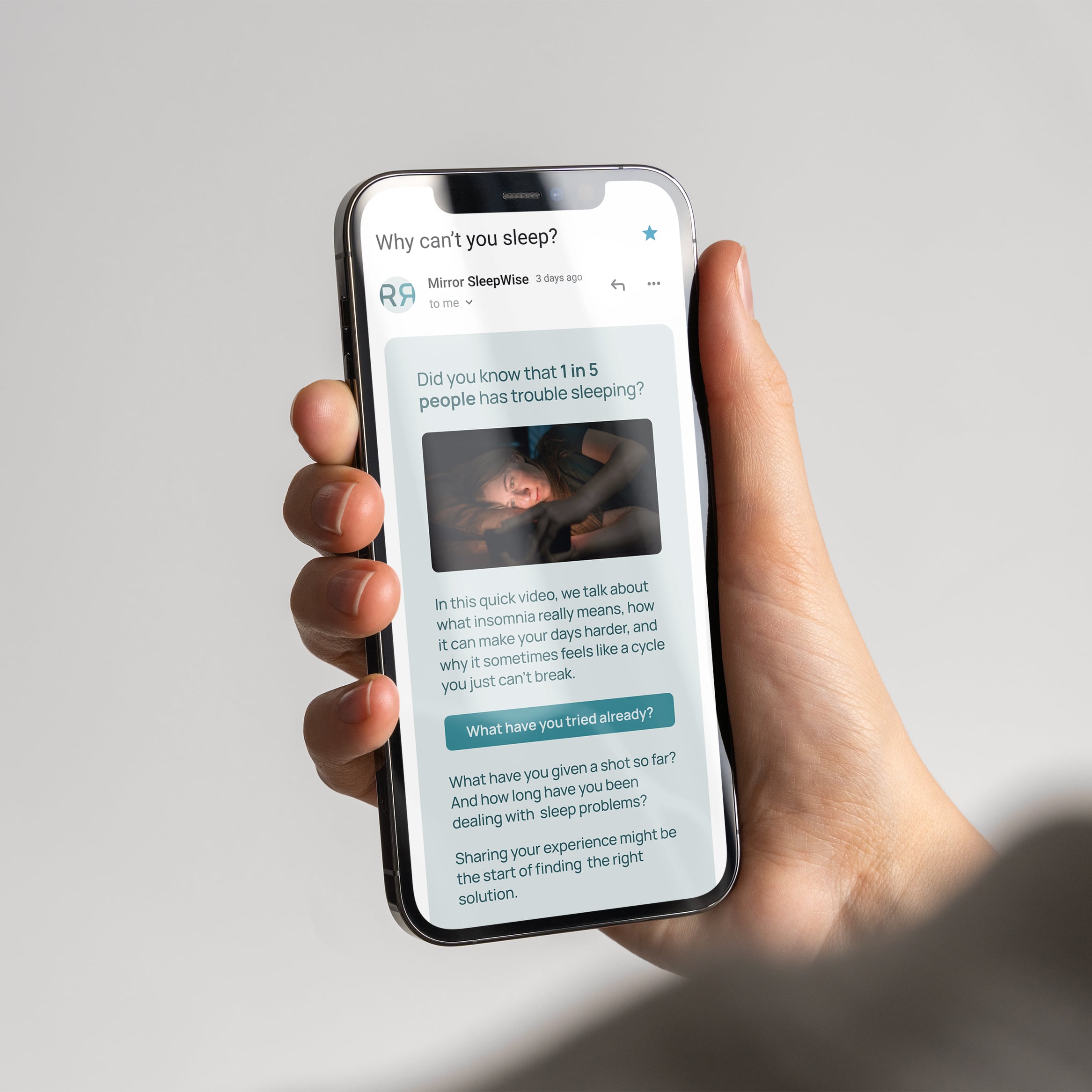 Screenshot of email from Mirror SleepWise